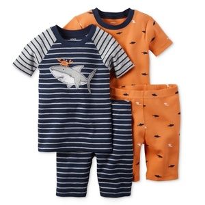 Carter's Baby Boys Shark 4-Pc. PJ's, Orange, 6M